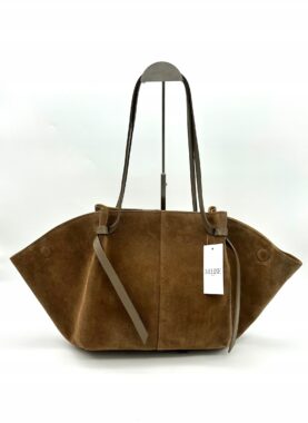 Torebka shopper z Naturalnego Zamszu z Magnetycznym Zapięciem Taupe